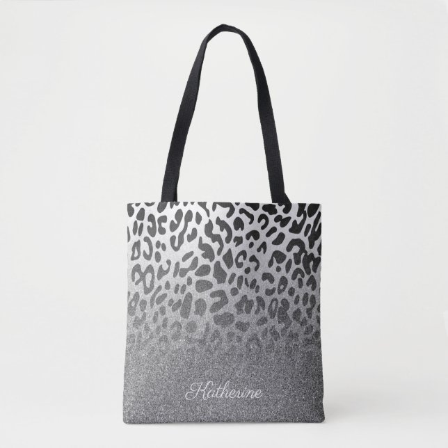 Tote Bag Empreinte de léopard parties scintillant (Devant)