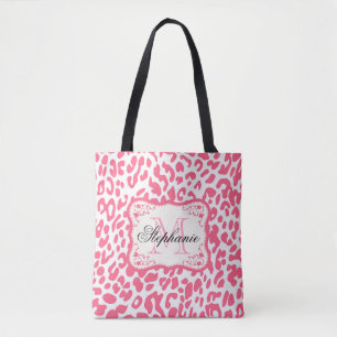 Tote Bag Empreinte de léopard rose