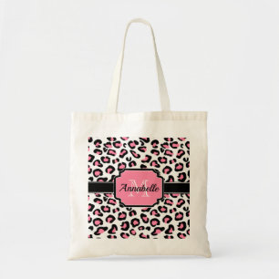 Tote Bag Empreinte de léopard rose