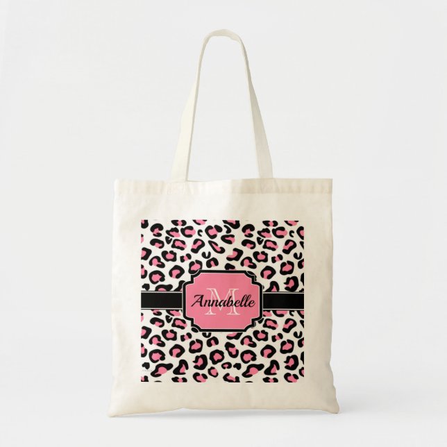 Tote Bag Empreinte de léopard rose (Devant)