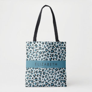 Tote Bag Empreinte de léopard, Spots, Leopard Bleu, Votre N