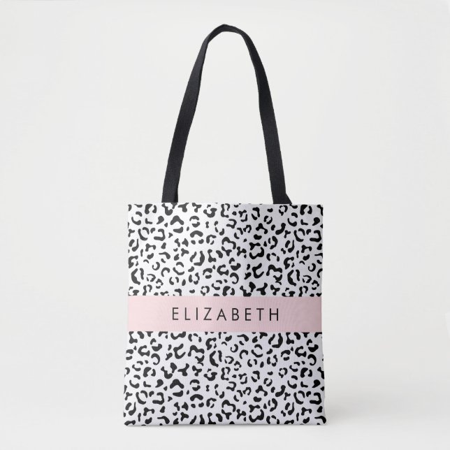 Tote Bag Empreinte de léopard, Spots, Noir Et Blanc, Votre  (Devant)