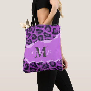 Tote Bag Empreinte de léopard violet