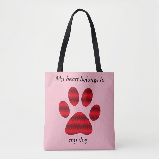 Tote Bag Empreinte de patte à dégradé rouge (Devant)