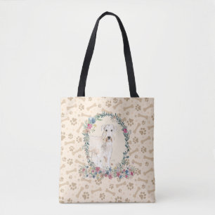 Tote Bag Empreinte de patte de chien de Terrier roux et chi
