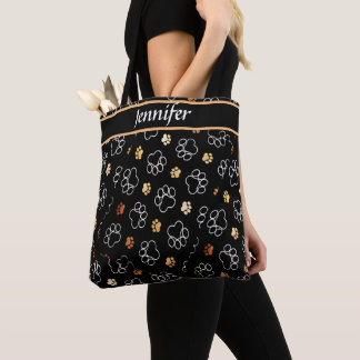 Tote Bag Empreinte de patte de chien et chat personnalisé