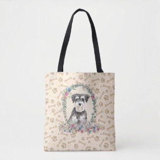 Tote Bag Empreinte de patte de chien Schnauzer Miniature et