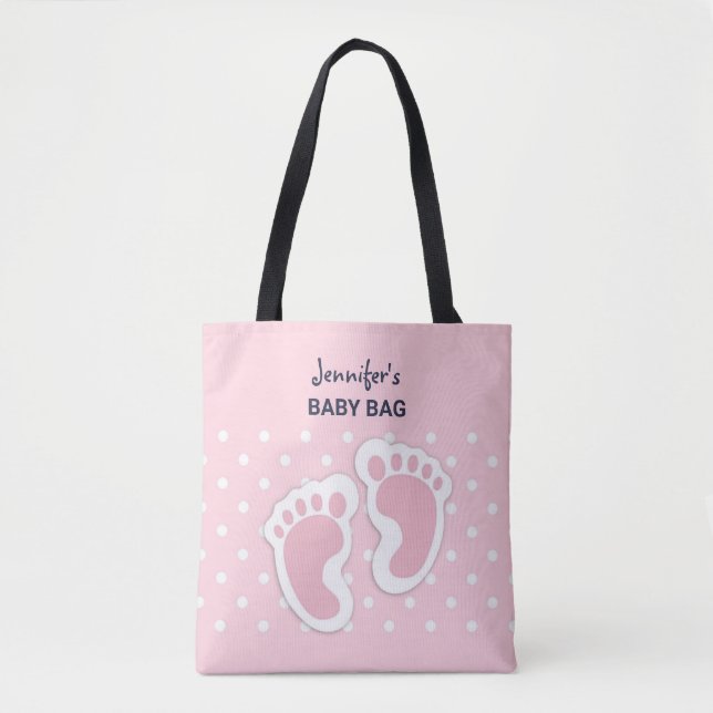 Tote Bag Empreintes Bébé Rose Cute (Devant)