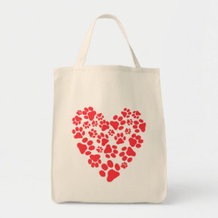 Tote Bag Empreintes de pattes de chien ou de chat Valentine