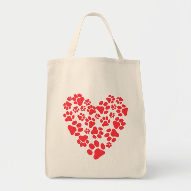 Tote Bag Empreintes de pattes de chien ou de chat Valentine (Devant)