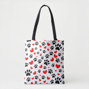 Tote Bag Empreintes de pattes De Chiens Random Et Coeurs Ro
