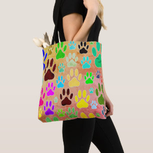 Tote Bag Empreintes de pattes de chiens sur Arrière - plan