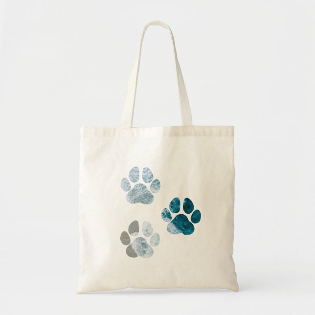 Tote Bag Empreintes de pattes de chiens - Vagues de plage e (Devant)