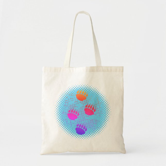 Tote Bag Empreintes de pattes De Cub Ours Sur Arrière - pla (Devant)