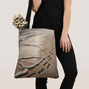 Tote Bag Empreintes De Plage Dans Le Sable