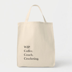 Tote Bag En cours. Café. Canapé. Crochet.