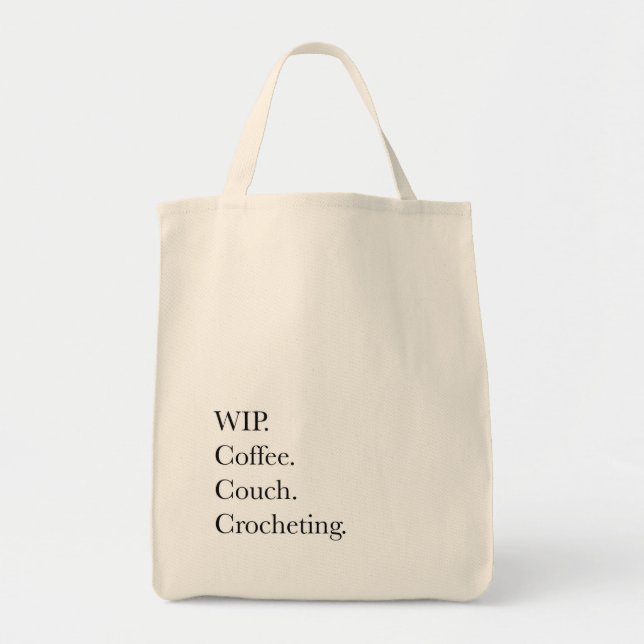 Tote Bag En cours. Café. Canapé. Crochet. (Devant)