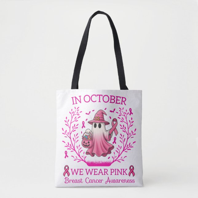 Tote Bag En Octobre Nous Portons Le Ghost Ghost Witch Cance (Devant)