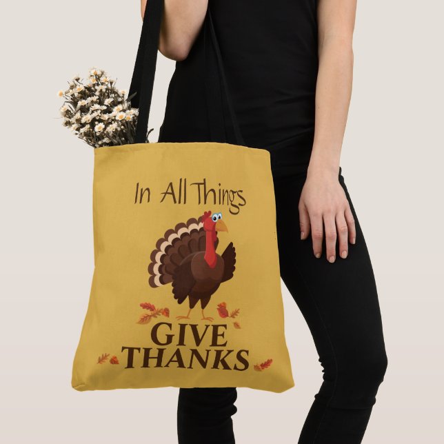 Tote Bag En Toutes Choses Remercient La Turquie Thanksgivin (De près)