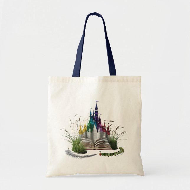 Tote Bag Enchanted Book Page Castle Budget Tote – Whimsical (Devant)