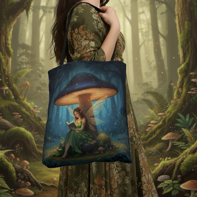 Tote Bag Enchanted Night Fairy Reading a Book (Créateur téléchargé)
