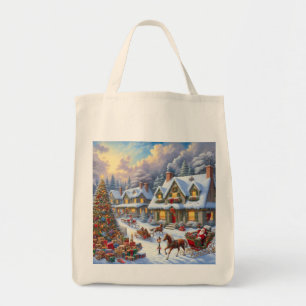 Tote Bag Enchanter la scène du village de Noël