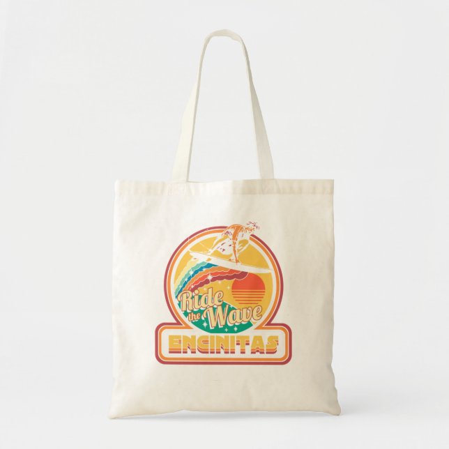 Tote Bag Encinitas California Ride of the Wave Surfing Retr (Devant)