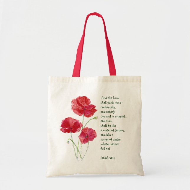 Tote Bag Encourager l'écriture Isaiah Poppy Garden Flower (Devant)