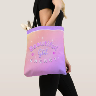 Tote Bag Énergie de fille magnifique Texte incurvé