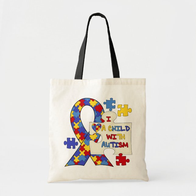 Tote Bag Enfant avec le ruban de sensibilisation sur l'auti (Devant)