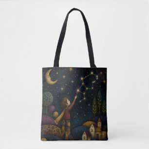 TOTE BAG ENFANT FANTAISISTE ATTRAPANT LES ÉTOILES