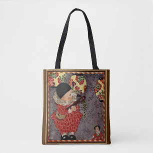 Tote Bag Enfant Vintage Arlequin, Musicien Jouant du Banjo