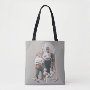 Tote Bag Enfant Vintage, Garçon Pirate, Chien, Miroir, Bouc