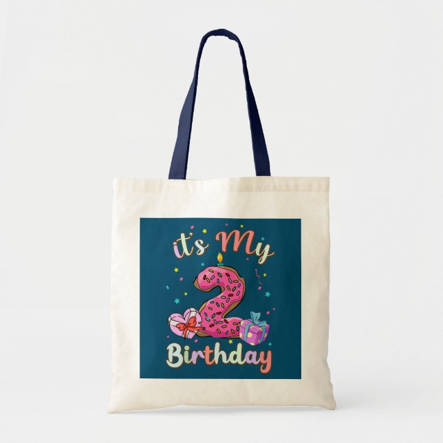 Tote Bag Enfants C'est ma 2e beigne de gâteau d'anniversair (Devant)