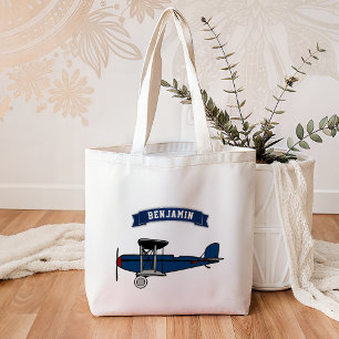 Tote Bag Enfants d'avion vintage Blue Retro