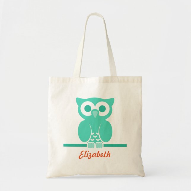 Tote Bag Enfants de la Chouette verte personnalisée (Devant)