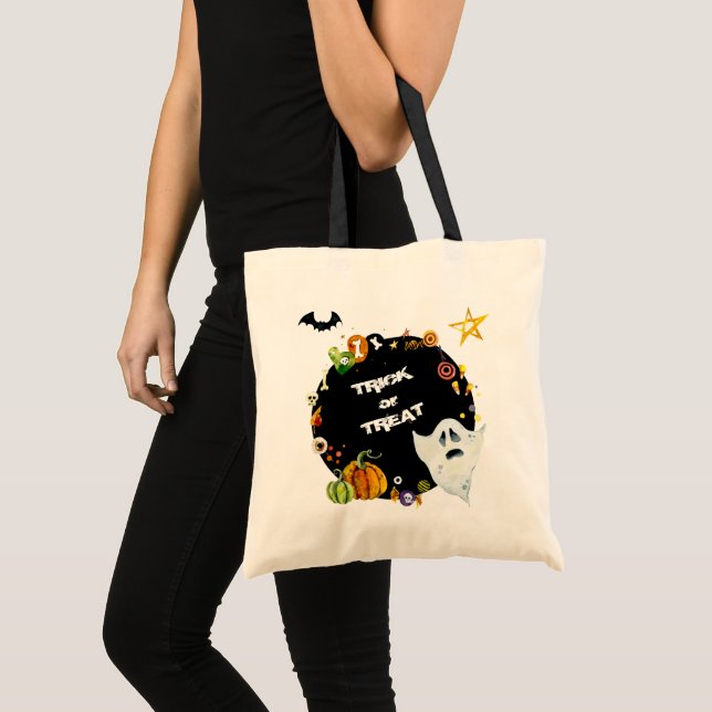Tote Bag Enfants fantômes Halloween Tricoter ou traiter (Devant (produit))