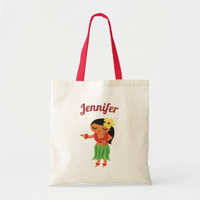 Tote Bag Enfants hawaïens mignons de Luau de fille de danse (Devant)