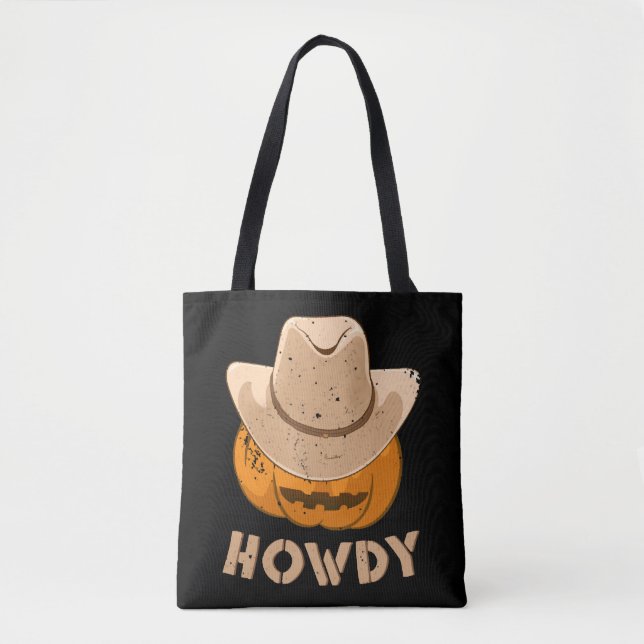 Tote Bag Enfants Howdy Cowboy Citrouille Garçons Filles Hom (Devant)