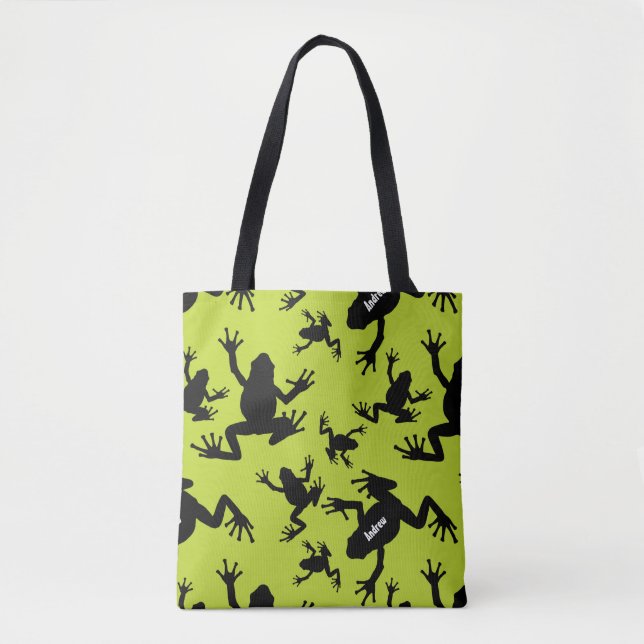 Tote Bag Enfants Motifs de grenouille verte et noire (Devant)