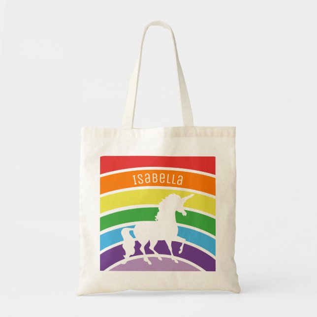 Tote Bag Enfants personnalisés par licorne blanche de motif (Devant)