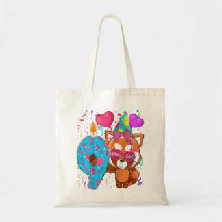 Tote Bag Enfants Red Panda 9e anniversaire fille I'm 9 ans 