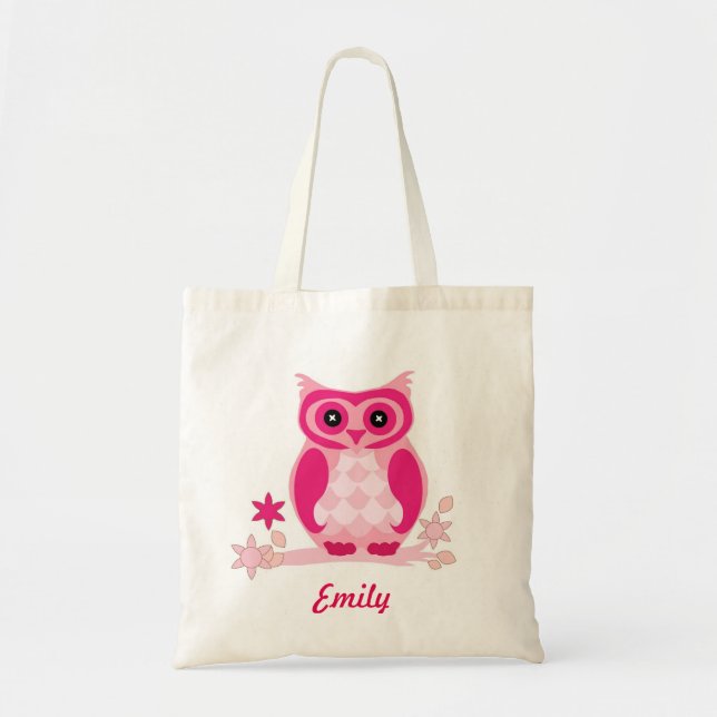 Tote Bag Enfants roses personnalisés de hibou (Devant)