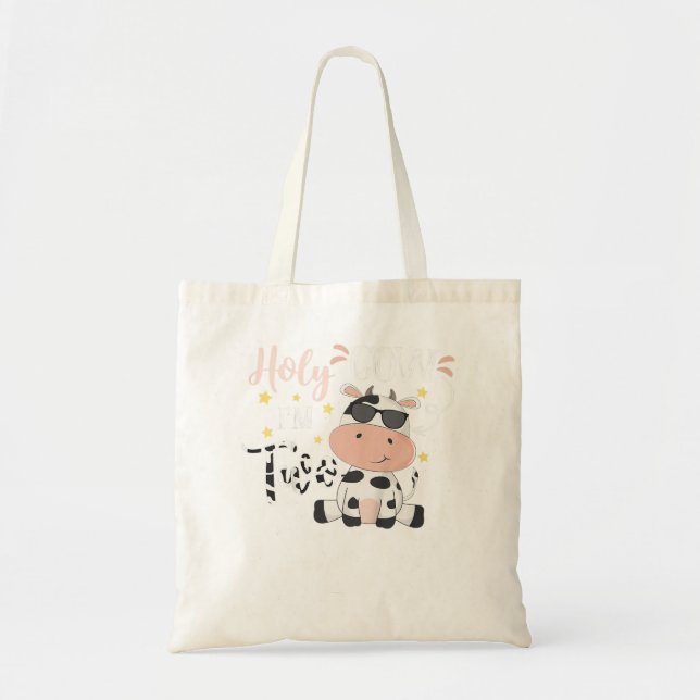 Tote Bag Enfants Vache sainte Je suis Deux Vaches ferme thè (Devant)