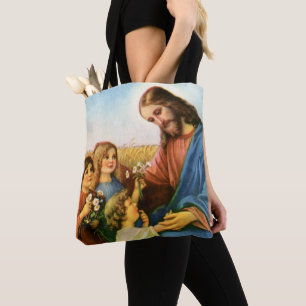 Tote Bag Enfants vintage apportent des fleurs à Jésus-Chris