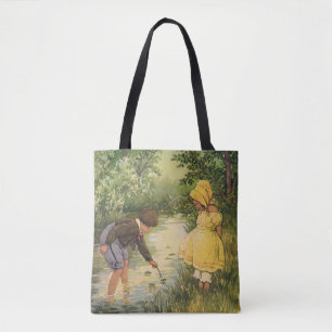 Tote Bag Enfants vintages, garçons et filles Jouer par Cree