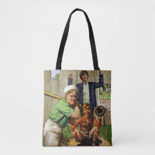 Tote Bag Enfants vintages Garçons Sports Jeu de joueur de b
