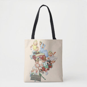 Tote Bag Enfants vintages Jouer avec des camions de pompier