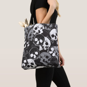 Tote Bag Enigme Ethérée : conception complexe du crâne à mo