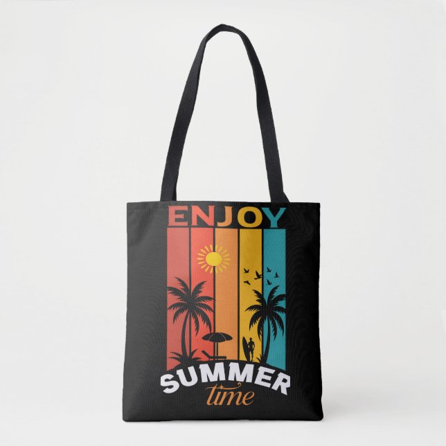 Tote Bag Enjoy Summer Time Retro Beach Tee (Devant)